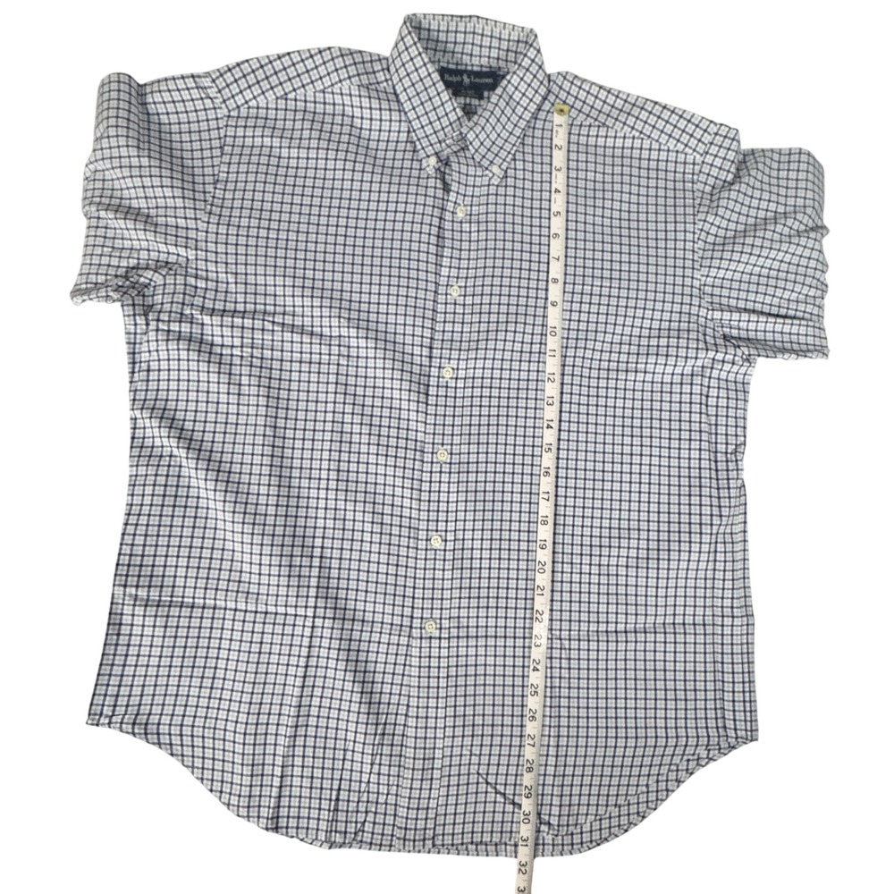 Ralph Lauren Vintage 90's Men's Large Blake Long Sleeve Blue Plaid Polo y2k - Picture 7 of 8